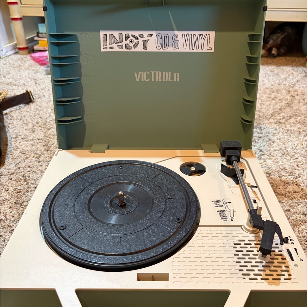 Urban Outfitters Victrola Green and Cream Record Player